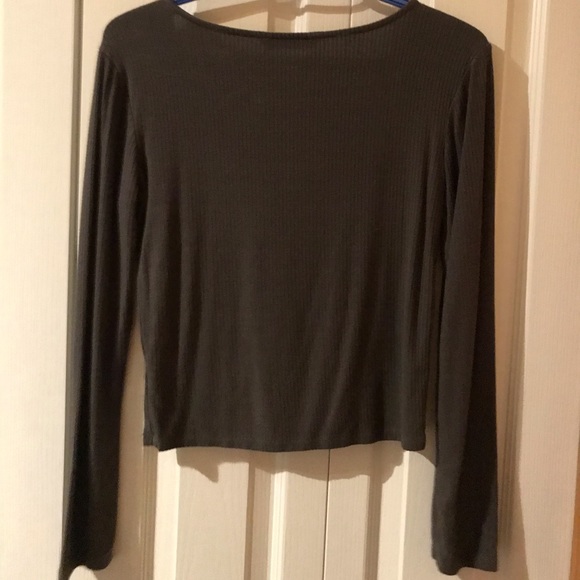 Navy Green tie up long sleeve - Picture 2 of 4